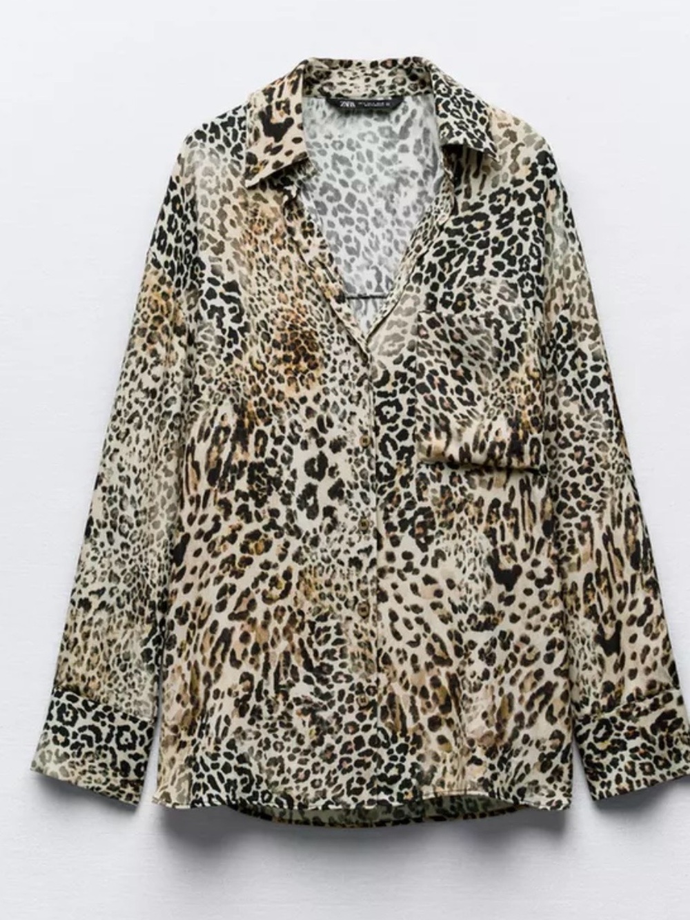 Zara Leopard Print Button Down Shirt With Matching Bralette Size S